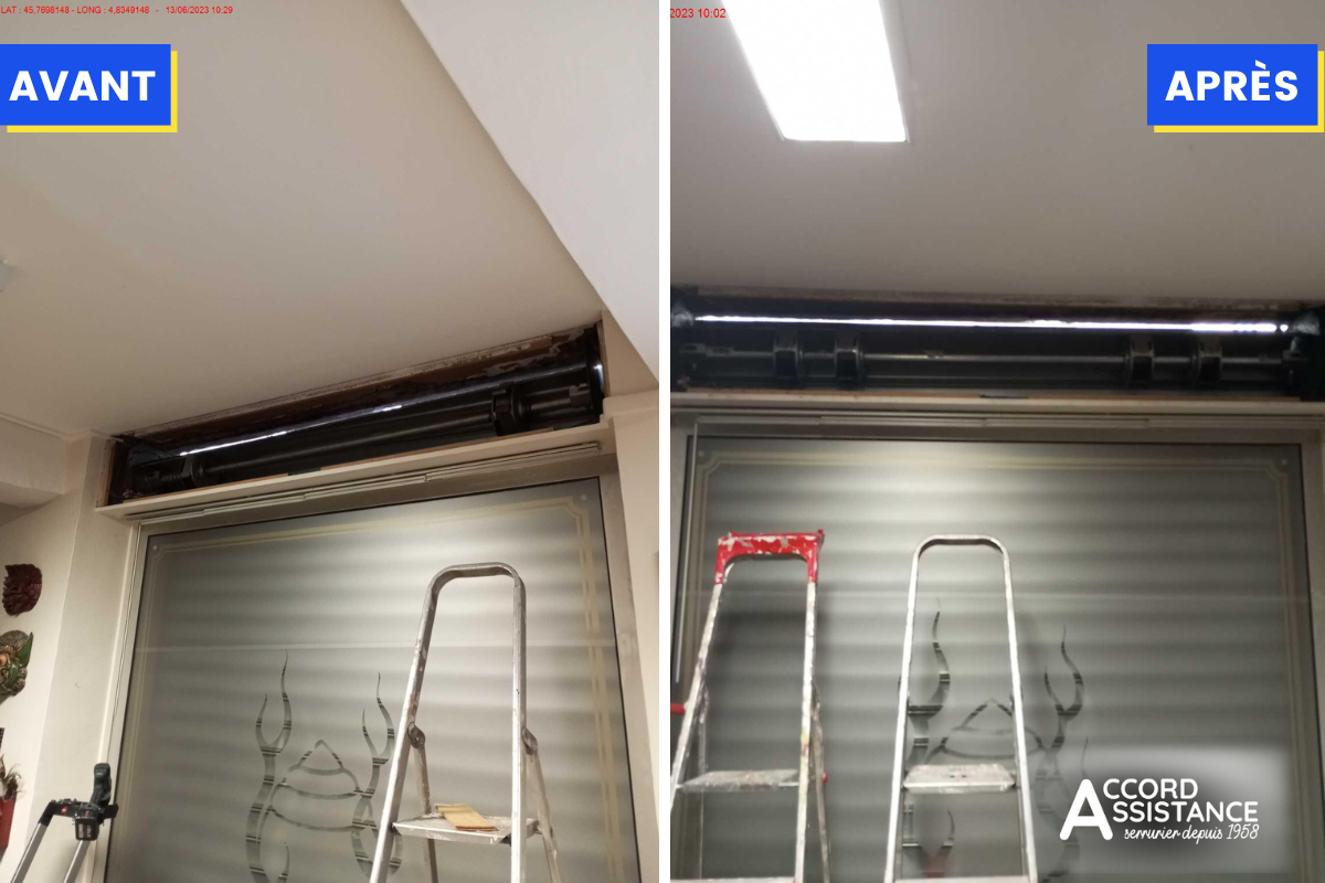 remplacement axe rideau métallique